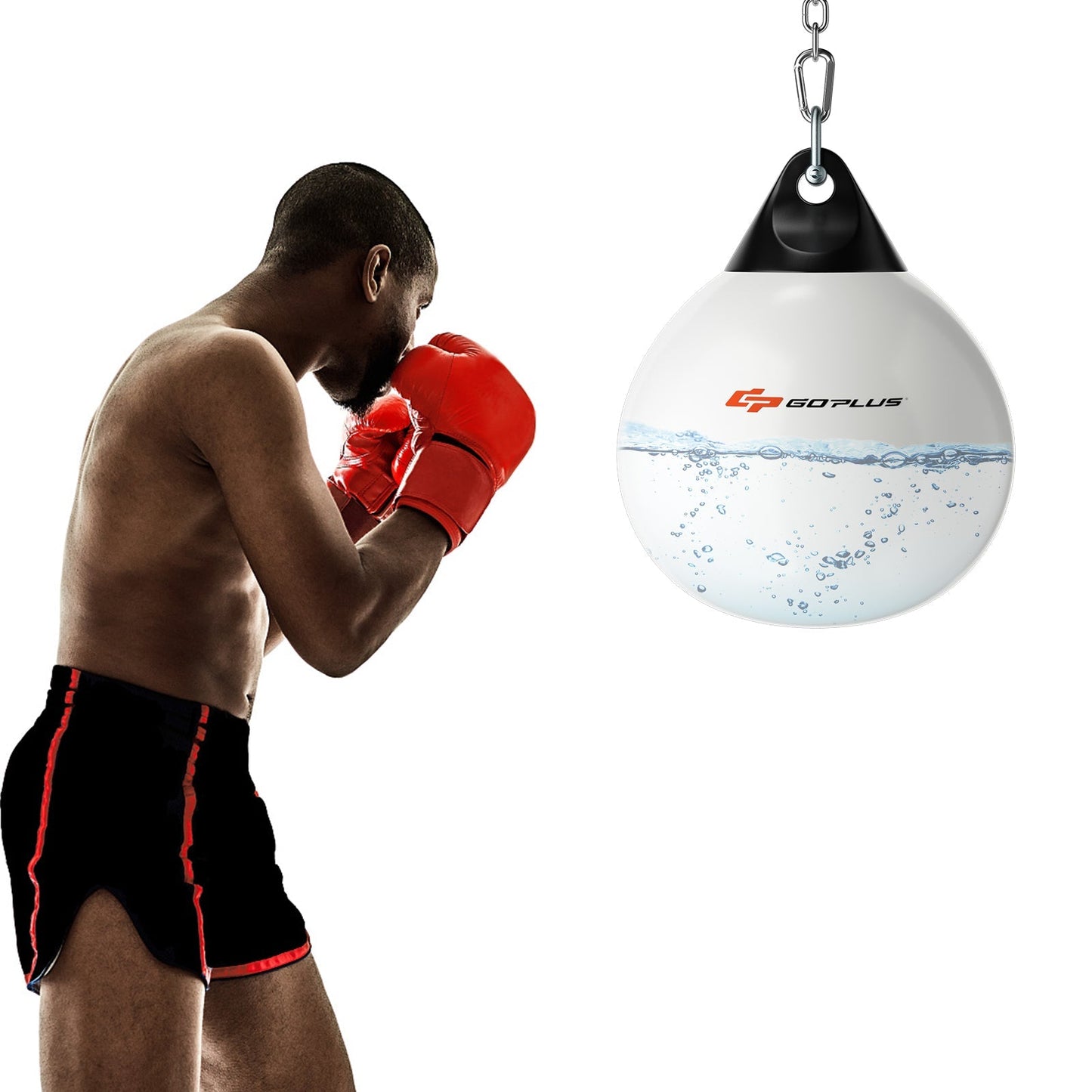 Water Punching Bag with Water Injector and Hanging Accessories-White