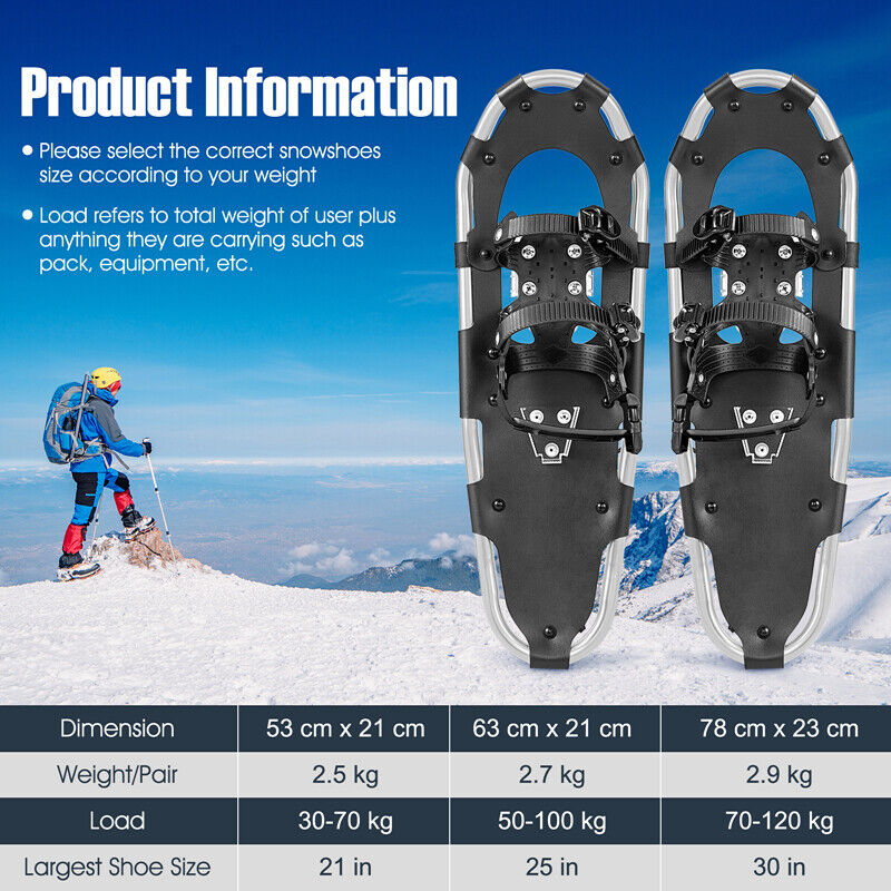 4-in-1 Lightweight Terrain Snowshoes for Adults Youth Kids-21 Inches: 53 cm x 21 cm