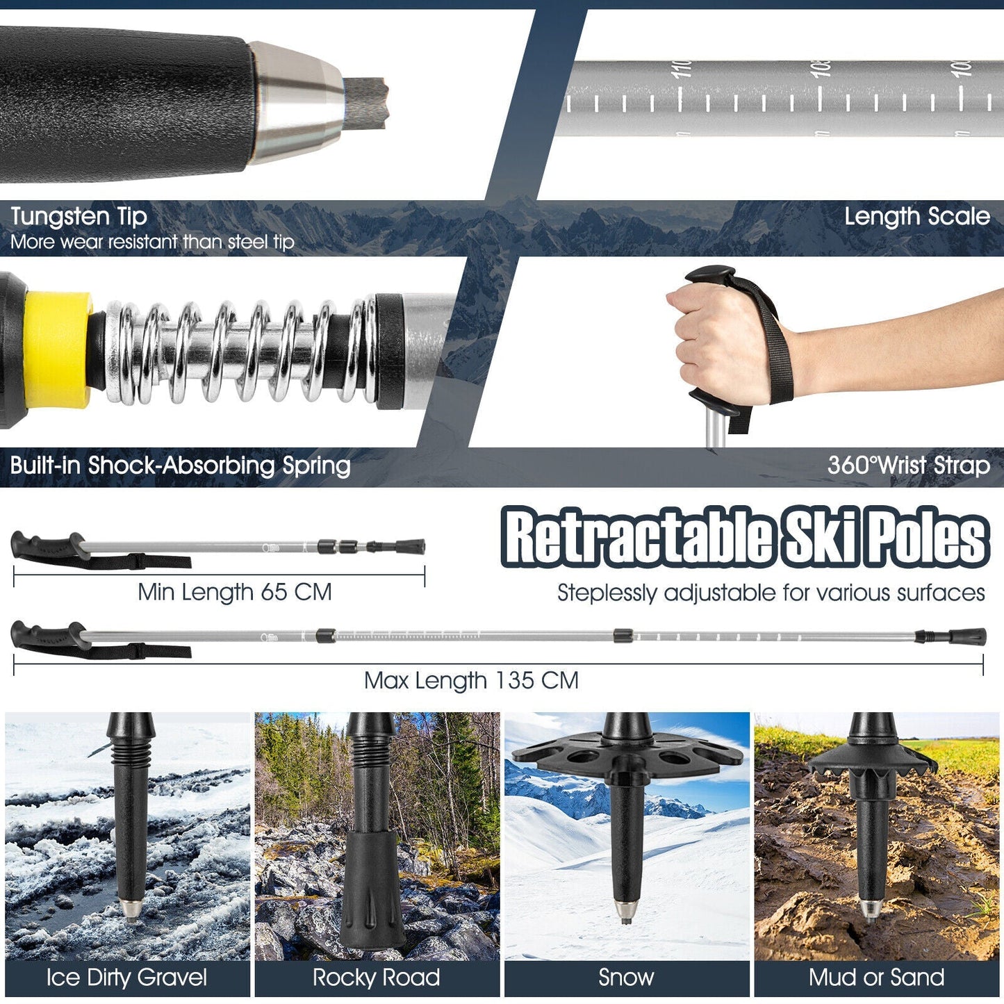 4-in-1 Lightweight Terrain Snowshoes for Adults Youth Kids-30 Inches: 78 cm x 23 cm