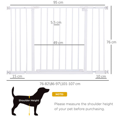 PawHut Pressure Fitted Pet Dog Baby Safety Gate Metal Fence Extending 72-107cm Wide