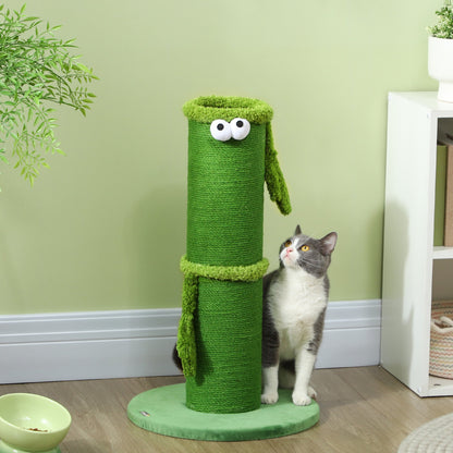 PawHut 63cm Cat Scratching Post for Indoor Cats, with Sisal Rope Cover, Large Base, Green