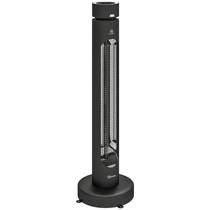 Outsunny 2000 W Electric Infrared Patio Heater, Free Standing Oscillating Outdoor Garden Heater with Knob/Remote Control, Black