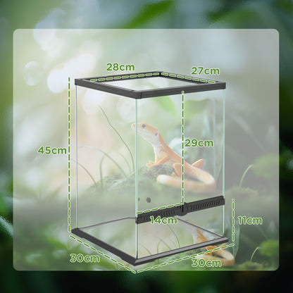 PawHut 40L Vivarium للسحالي والضفادع والثعابين والسلاحف والسلاحف مع تصميم مضاد للهروب والتهوية