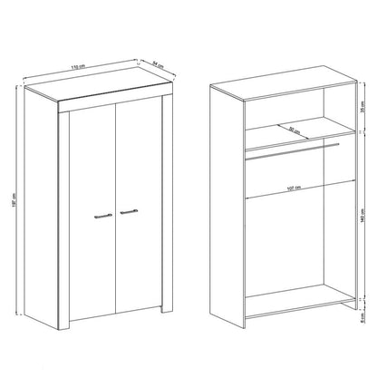 Sky Hinged Wardrobe 110cm