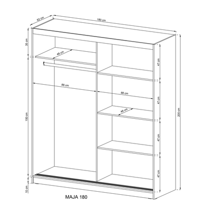 Wiki Sliding Door Wardrobe 180cm