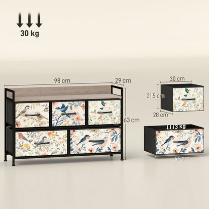 HOMCOM 5-Drawer Chest of Drawers - White