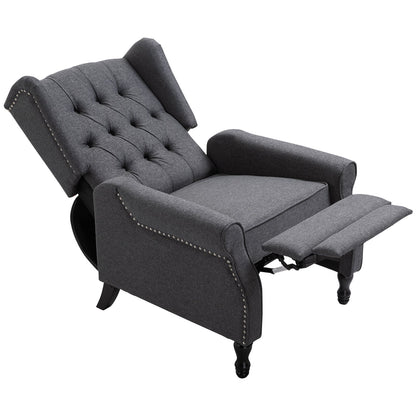 Recliner Armchair for Living Room, Reclining Chair, Wingback Chair with Button Tufted Back and Footrest, Dark Grey