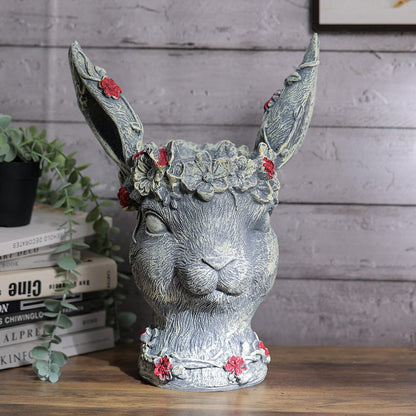 Resin Animal Bunny Rabbit Statue Hare Figurine Ornament