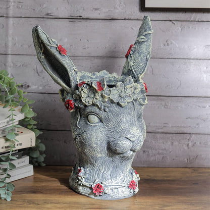 Resin Animal Bunny Rabbit Statue Hare Figurine Ornament