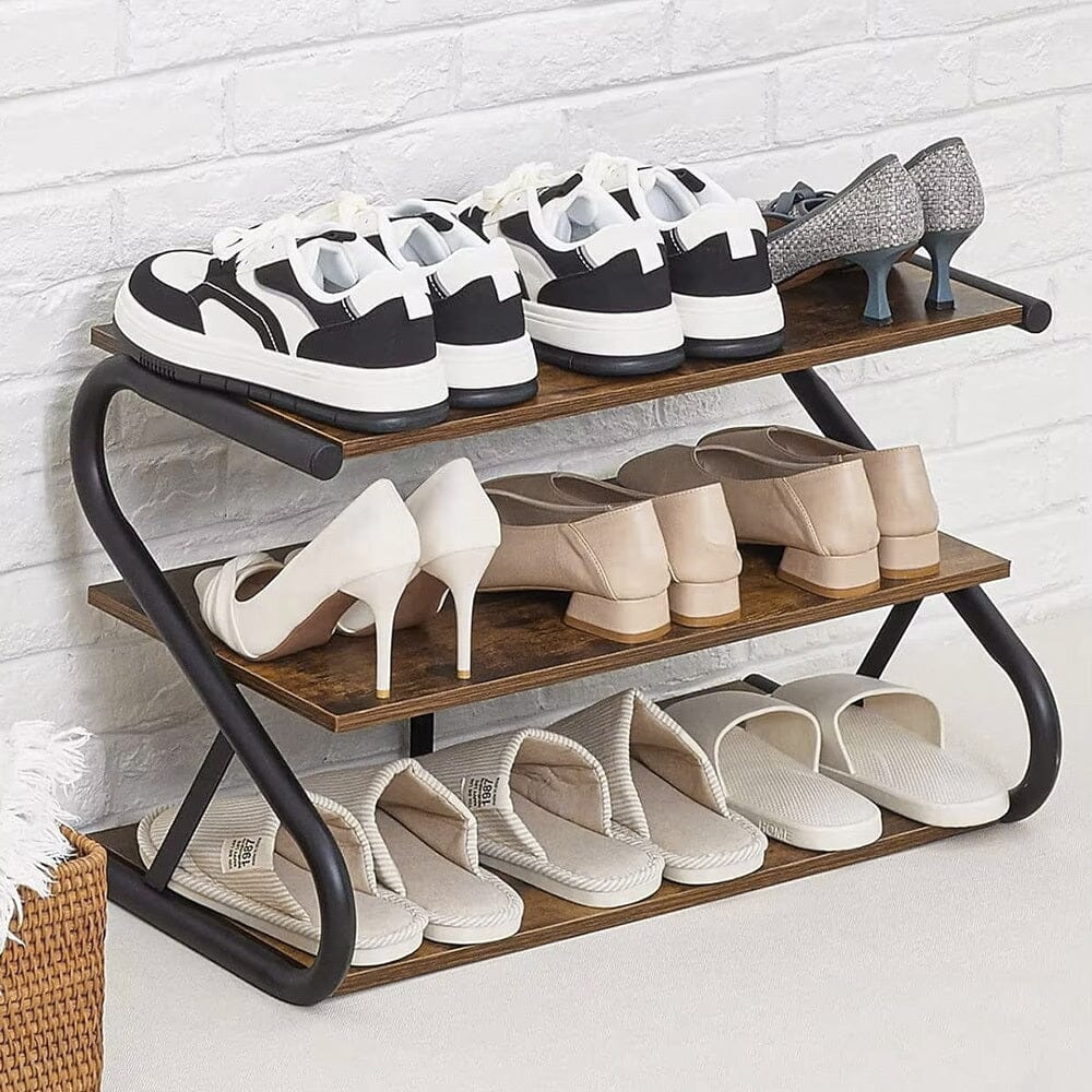 Rustic S-frame Shoe Rack 3-Tier Shelf