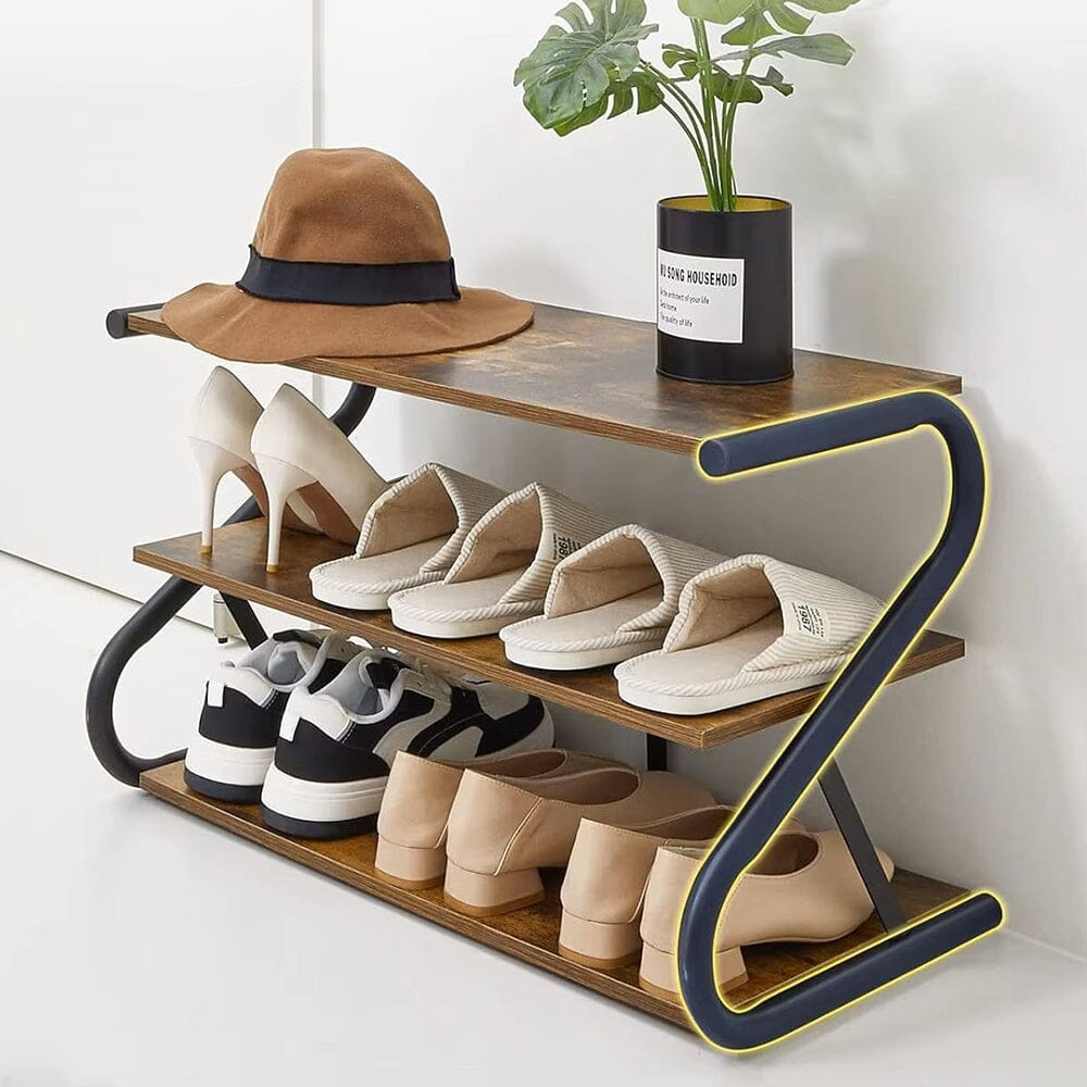 Rustic S-frame Shoe Rack 3-Tier Shelf