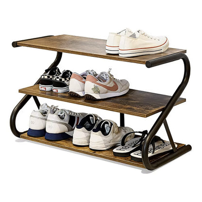 Rustic S-frame Shoe Rack 3-Tier Shelf