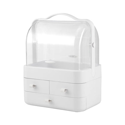 White Portable Dustproof Makeup Storage Box