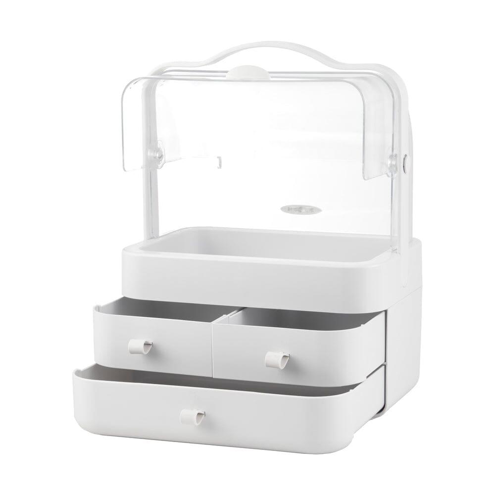 White Portable Dustproof Makeup Storage Box