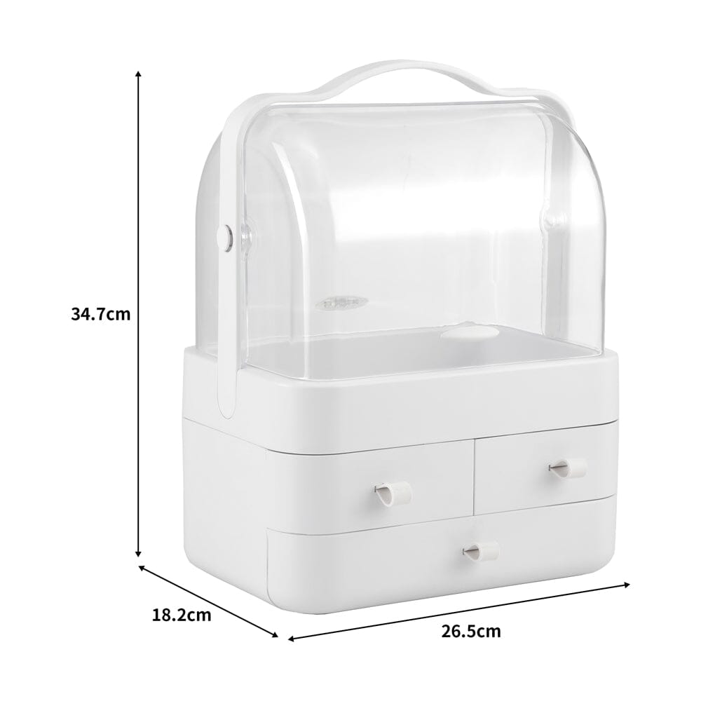 White Portable Dustproof Makeup Storage Box