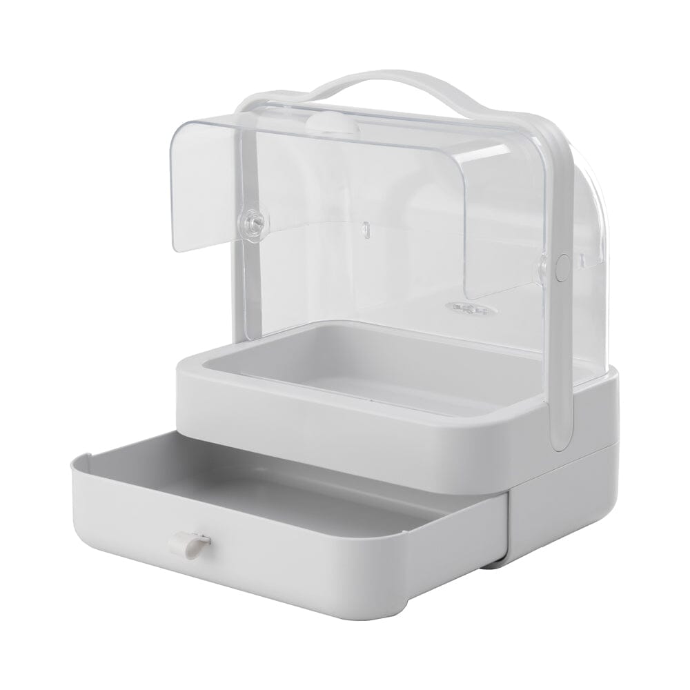 White Portable Dustproof Makeup Storage Box