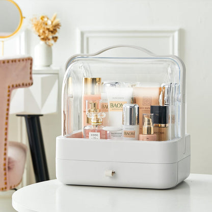 White Portable Dustproof Makeup Storage Box