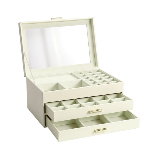 PU Leather 3-Tier Jewellery Box Organizer with Drawers