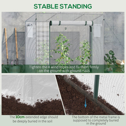 Outsunny 200x76x168cm Walk-in Garden Greenhouse Patio Hot House, Plants Flowers Herbs Tomato Grow w/ Steel Frame Door Window Balcony Patio