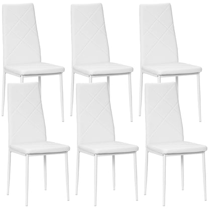 HOMCOM Set of 6 Faux Leather Dining Chairs - White