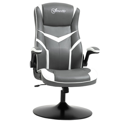 Vinsetto Gaming Chair Ergonomic Computer Chair with Adjustable Height Pedestal Base, Home Office Desk Chair PVC Leather Exclusive Swivel Chair Grey