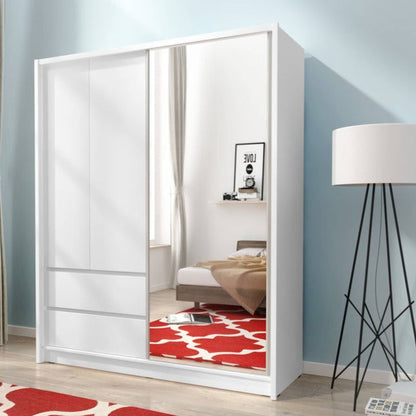 Maharashtra Sliding Door Wardrobe 204cm - White Matt