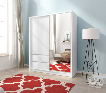 Maharashtra Sliding Door Wardrobe 204cm - White Matt