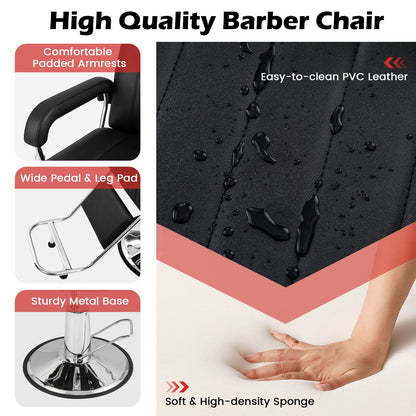 Salon Chair Hydraulic Barber Chair with Adjustable Headrest-Black