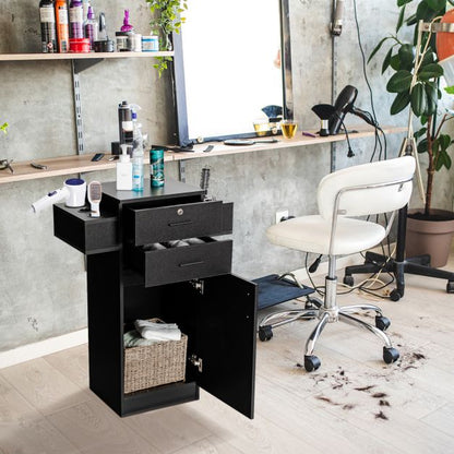 Salon Station Storage Cabinet with 6 Hair Dryer Holders for Hair Stylist-Black