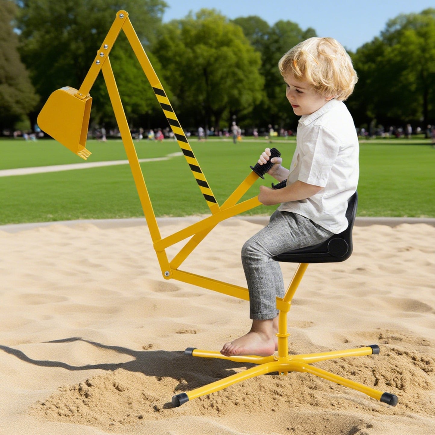 Sand Digger for Kids Sandbox Toy Digger with 360¬∞ Rotatable Function-Yellow