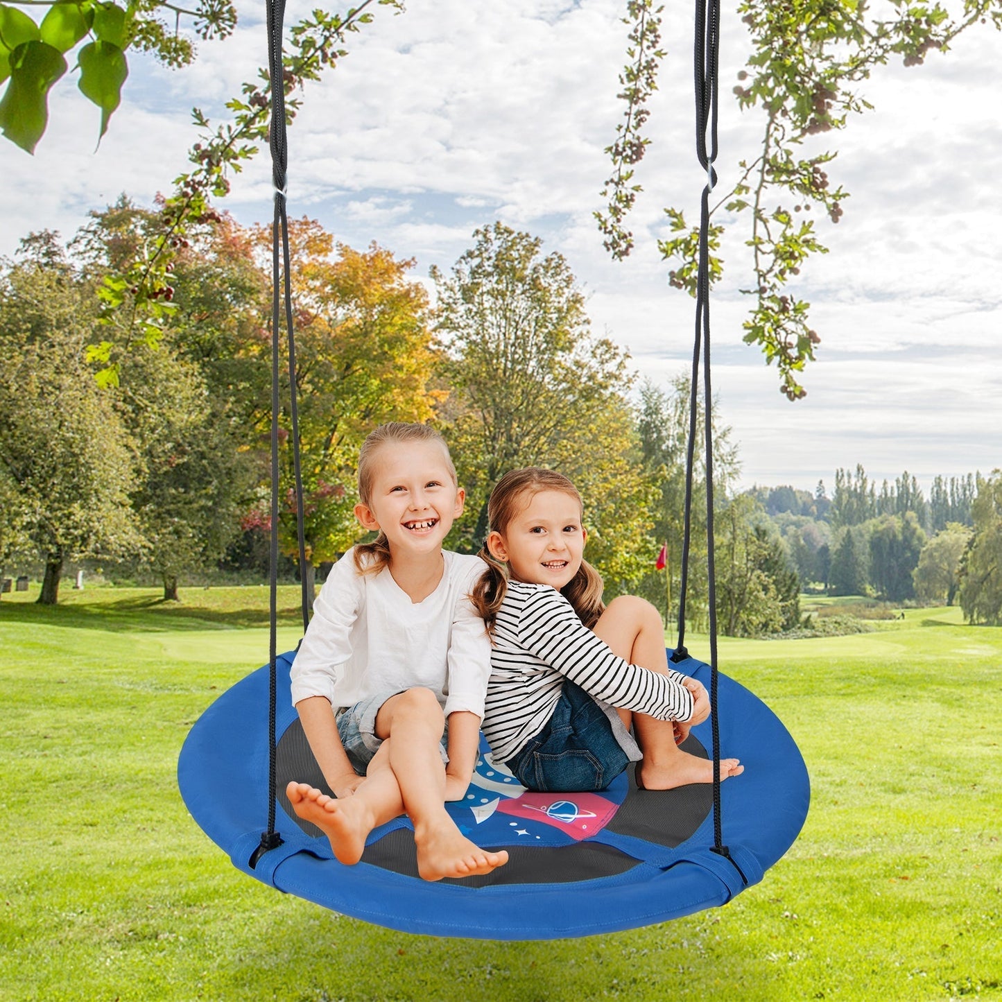 104 cm Saucer Tree Swing with 600D Oxford Fabric-Pink