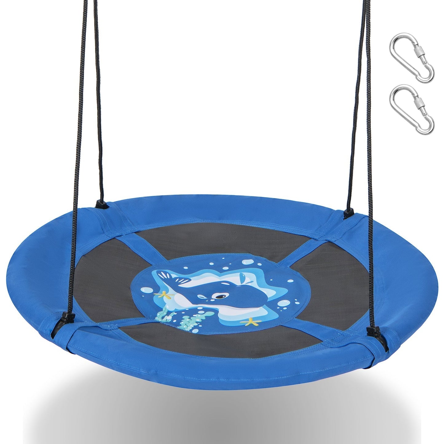 104 cm Saucer Tree Swing with 600D Oxford Fabric-Blue