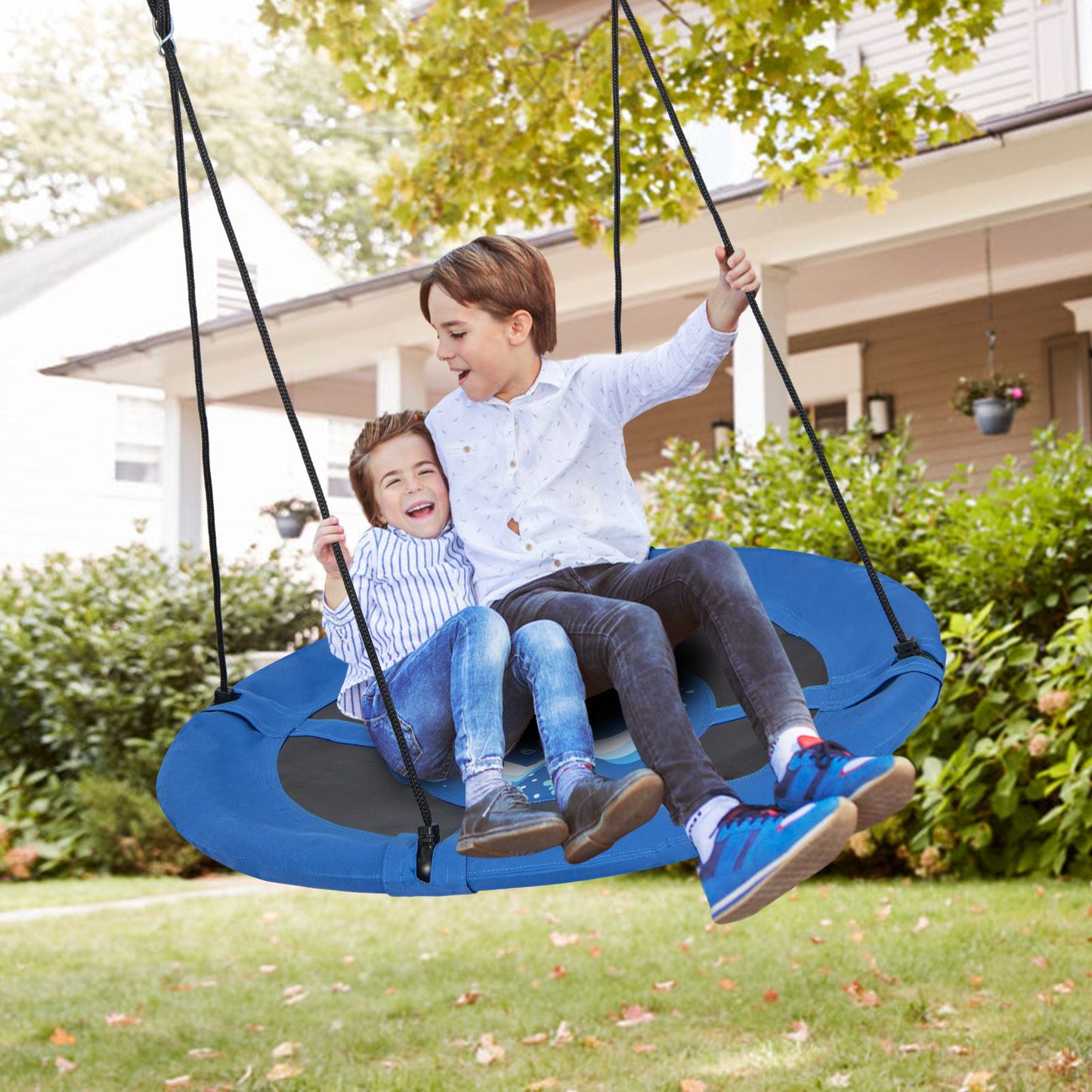 104 cm Saucer Tree Swing with 600D Oxford Fabric-Blue