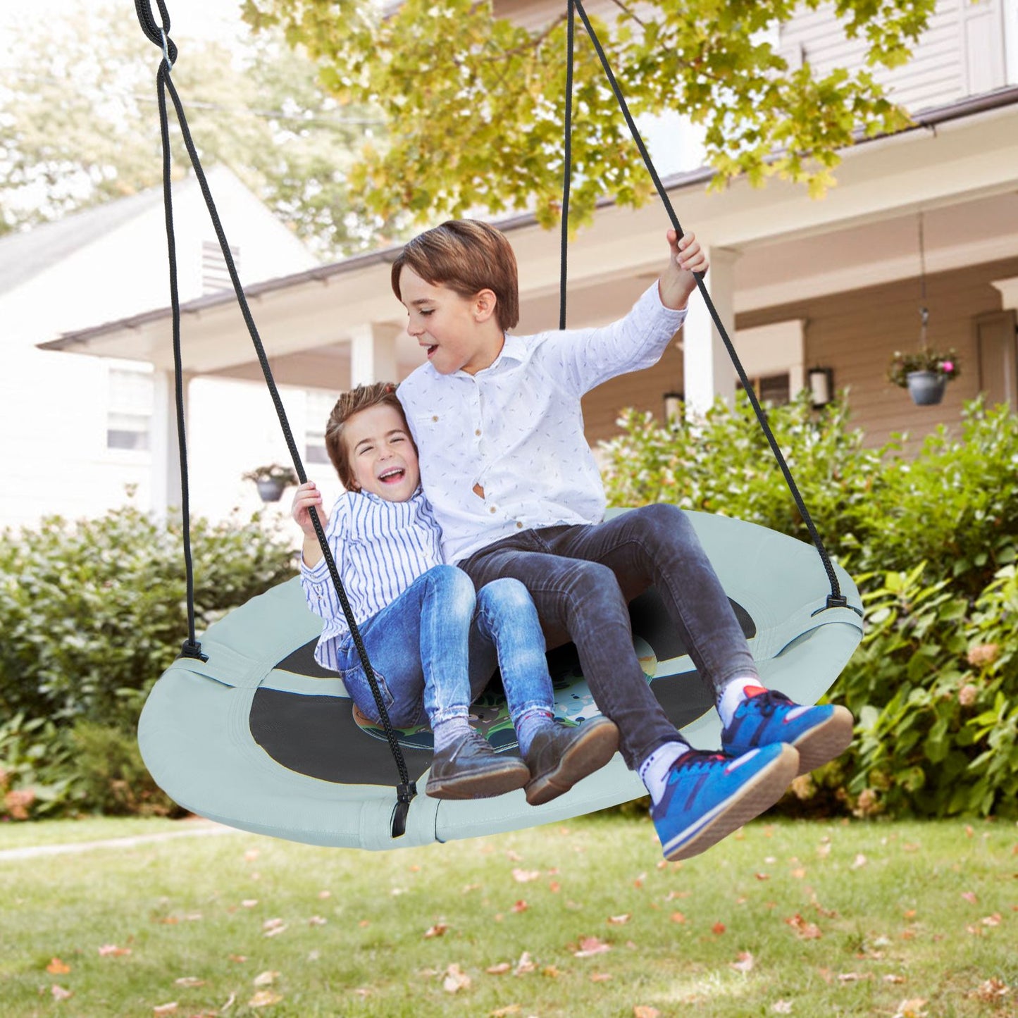 104 cm Saucer Tree Swing with 600D Oxford Fabric-Green