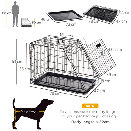 Pawhut Trapeze Collapsible Dog Pet Travel Box Cage Removable Tray 78 x 47 x 55cm