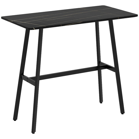 Rectangular Bar Table w/ Sturdy Metal Frame, Contemporary Design High Top Kitchen Table w/ Faux Marble Top, Easy Assembly Pub Table for 4