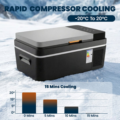 Outsunny 20L Compressor Car Fridge Freezer, Camping Refrigerator with App Control, 12/24V DC and 100-240V AC,