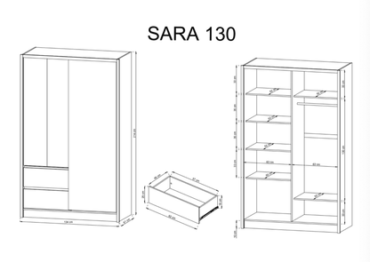 Sara Sliding Door Wardrobe 134cm