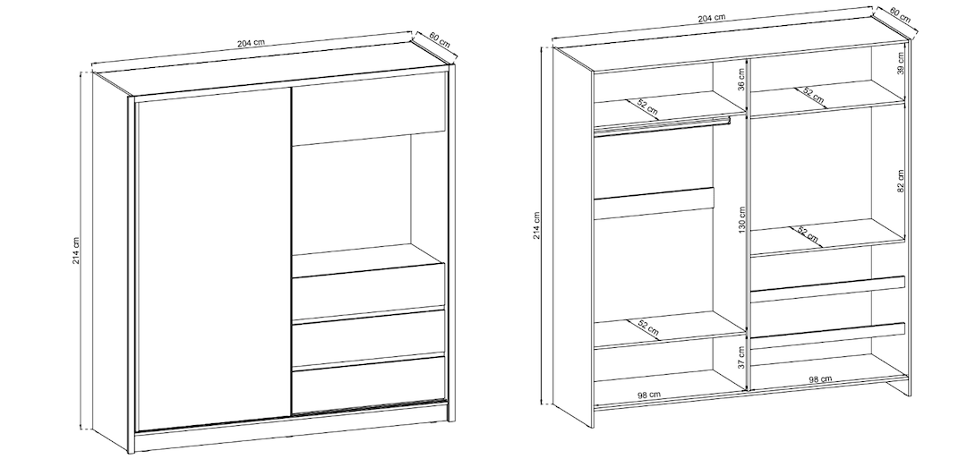 TV Sliding Door Wardrobe 204cm