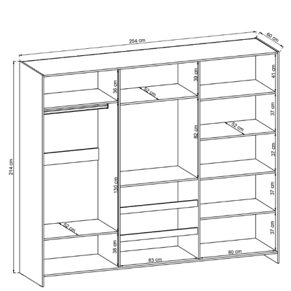 TV Sliding Door Wardrobe 254cm