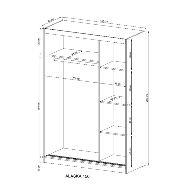 Alaska Sliding Door Wardrobe 150cm