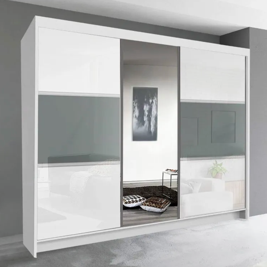 Manhattan High Gloss 3 Door Sliding Door Wardrobe - White