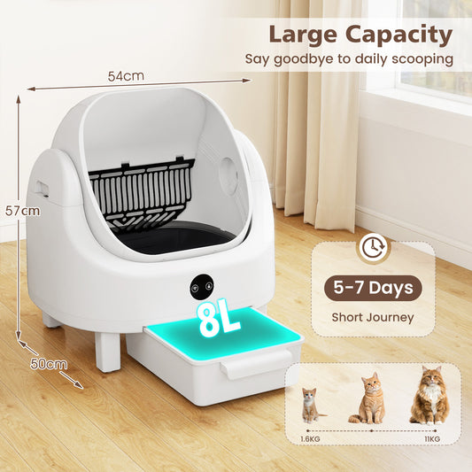Self-Cleaning Open-Top Cat Litter Box for Multi-Cat and Senior Cats Home