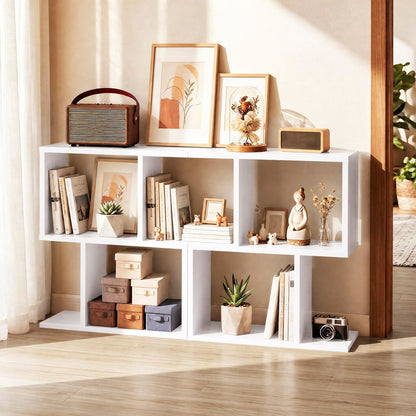 Set of 1 Decorative Storage Shelf Featuring Open Layout and Non-Slip Foot Pads-White