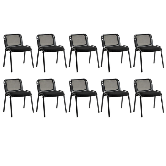 Set of 10 Stackable Waiting Room Chairs with Mesh Backrest-Black