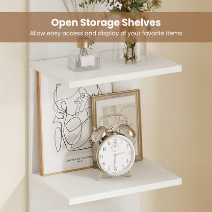 Set of 2 5-Tier Wall Shelves Vertical Floating Storage Shelf Unit-White