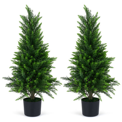 Set of 2 90 cm Artificial Cedar Cypress Trees for Porch and Patio