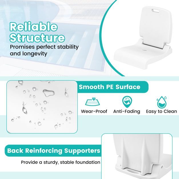 Set of 2 Poolside Chairs with Handle and Back Support-White