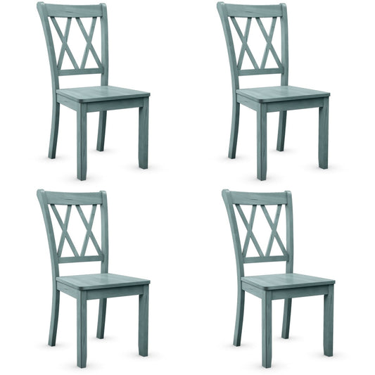 Set of 4 Armless Wood Dining Chairs with Ergonomic Fluted Seat