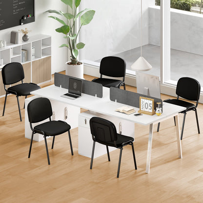 Set of 4 Waiting Room Chairs Stackable Reception Guest Chairs-Black